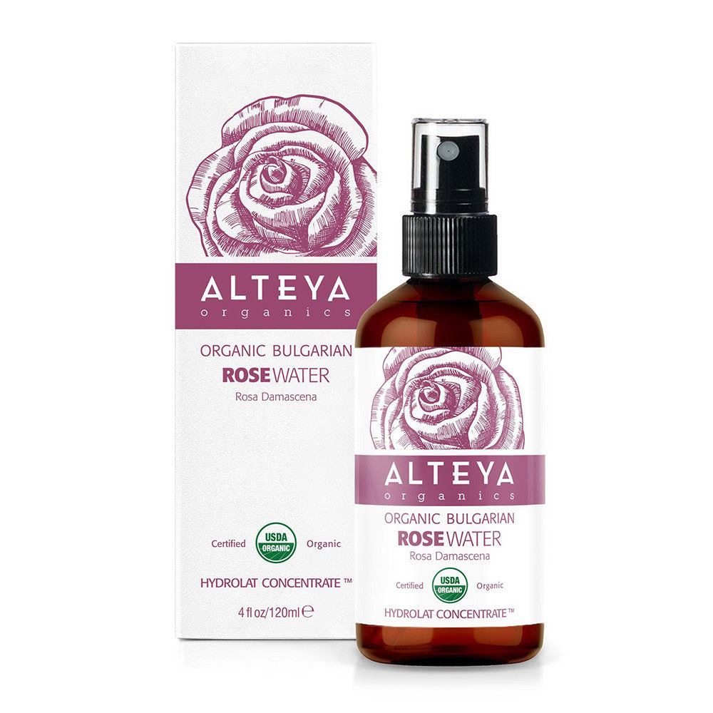 Alteya Pure Bulgarian Rosa Rose Water Glass Bottle Spray, 4 Oz